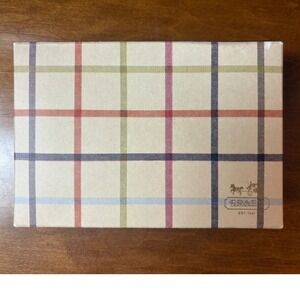 Vintage Coach Plaid Gift Box with Logo Tissue Paper Tan Multi Color 8x5x1.75